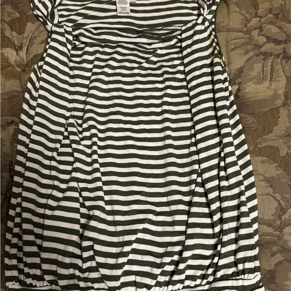 Green and White Striped Dress